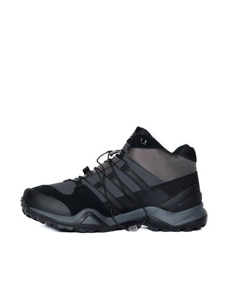 Мужские зимние кроссовки Adidas Terrex Fast R Mid Gore-Tex темно-серый Адидас рипстоп на гортекс Pow-AD117 фото