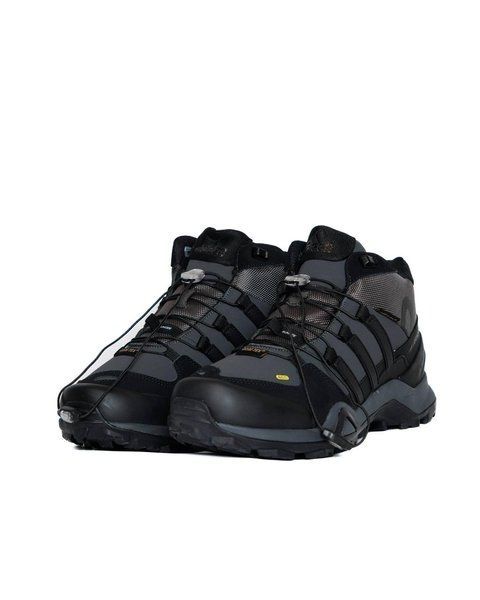 Мужские зимние кроссовки Adidas Terrex Fast R Mid Gore-Tex темно-серый Адидас рипстоп на гортекс Pow-AD117 фото