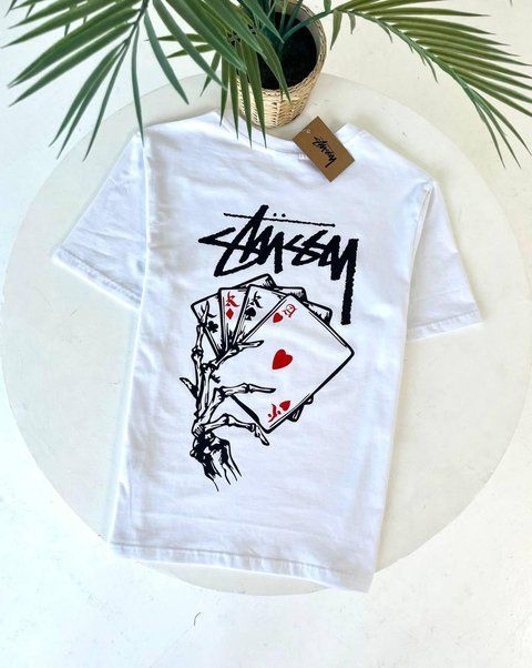 Чоловіча футболка Stussy біла бавовняна Теніска Стуссі Гла-109 фото