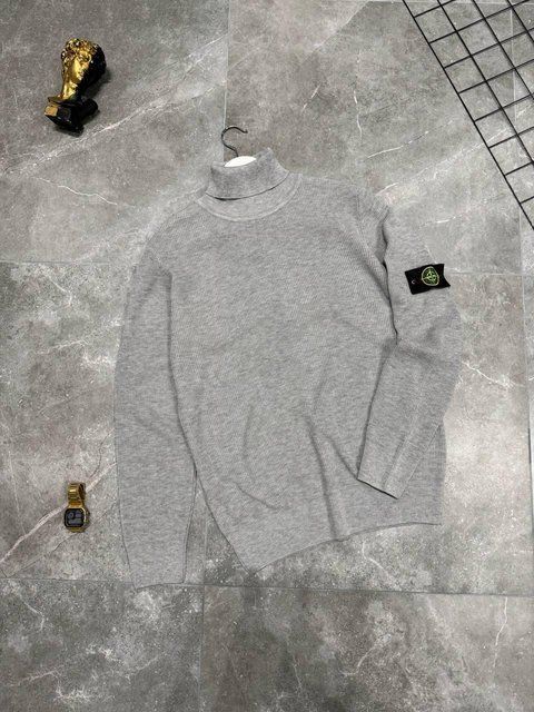 Мужской зимний гольф Stone Island с патчем под горло серый Свитер Стон Айленд Моло-900-401 фото
