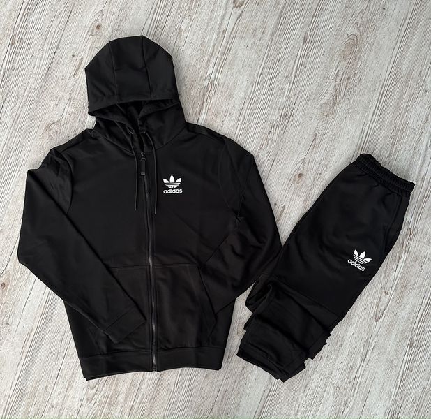 Мужской спортивный костюм Adidas на молнии черный Комплект Адидас Худи Штаны Rap-RD121/RD126 фото