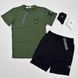 Мужской летний костюм Футболка Шорты Stone Island хаки с патчем Стон Айленд Хар-874 фото 1