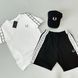 Мужской летний костюм Fred Perry Футболка Шорты Кепка белый с черным Комплект Фред Перри с лампасами Will-FP0015 фото 2