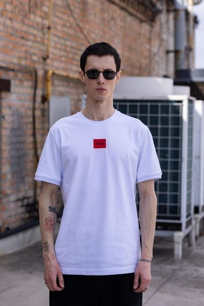 Мужская футболка Hugo Boss белая хлопковая Хьюго Босс Хар-2 (коп3) фото
