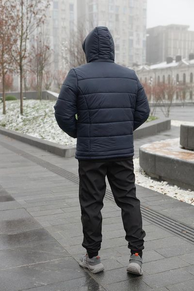 Мужская зимняя куртка Nike синяя Пуховик Найк с капюшоном Intr-1590495450 фото