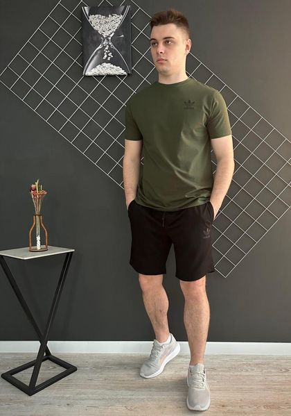 Чоловічий літній костюм 3в1 Adidas Футболка Шорти Панамка комплект Адідас хакі Rap-RD182/RD213/ПАНАМА фото