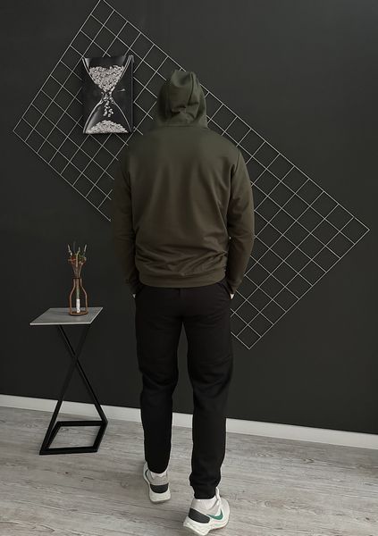 Мужской спортивный костюм Adidas на молнии черный с хаки Комплект Адидас Худи Штаны Rap-RD123/RD127 фото