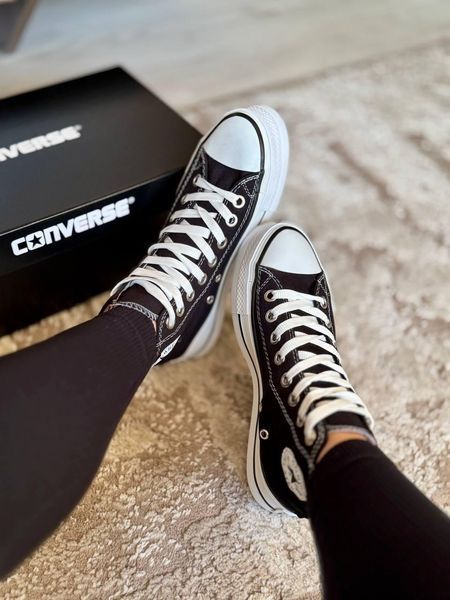 Жіночі кеди Converse All Star високі чорні на платформі Кросівки Конверси текстиль Arm-KN2 фото