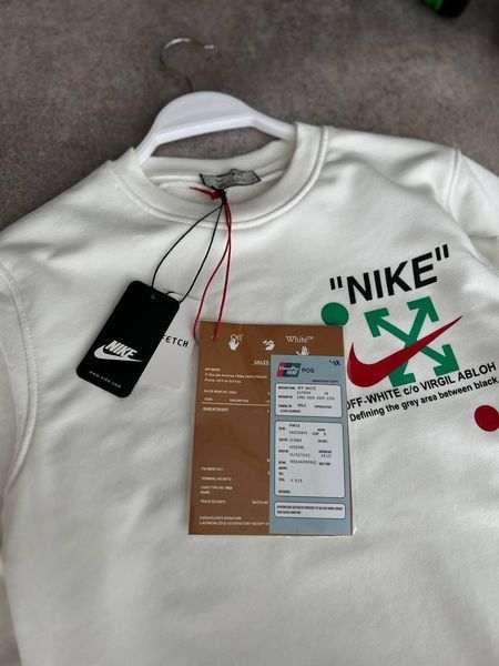 Мужская кофта Nike без капюшона белая Свитшот Найк Моло-7677 фото