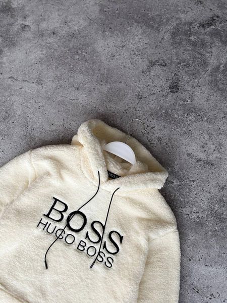 Мужской зимний худи Boss плюшевое белое Моло-52KK фото