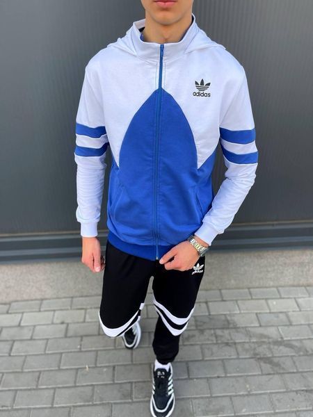 Чоловічий спортивний костюм Adidas синій з чорним Комплект Адідас Олімпійка Штани univer-115 фото