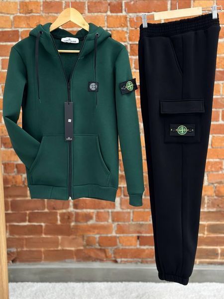 Мужской зимний спортивный костюм Stone Island черный Комплект Стон Айленд с капюшоном Хар-162 фото