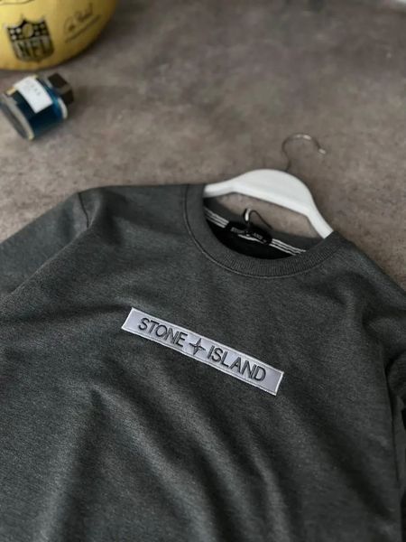 Мужской свитшот Stone Island серый Кофта Стон Айленд без капюшона Моло-63-2 фото