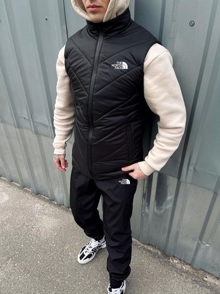 Мужской спортивный костюм The North Face из плащевки черный Комплект ТНФ Жилетка Штаны Барсетка Intr-1620136666 фото