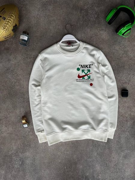 Мужская кофта Nike без капюшона белая Свитшот Найк Моло-7677 фото