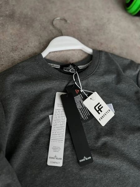 Мужской свитшот Stone Island серый Кофта Стон Айленд без капюшона Моло-63-2 фото