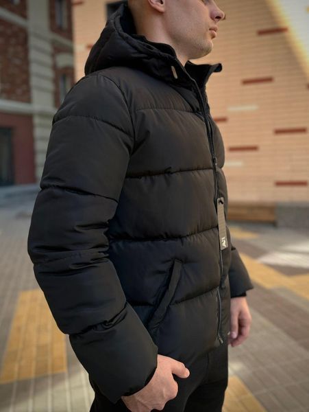 Мужская зимняя куртка Nike черны с капюшоном Пуховик Найк Костюм Rap-RD266/RD015/RD277 фото