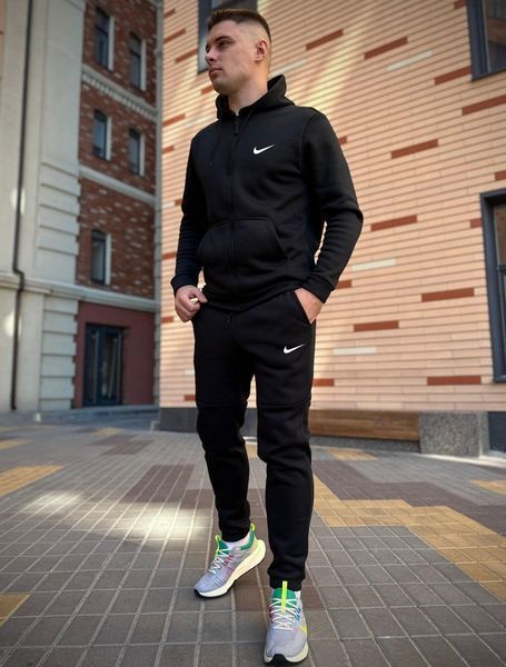 Мужская зимняя куртка Nike черны с капюшоном Пуховик Найк Костюм Rap-RD266/RD015/RD277 фото