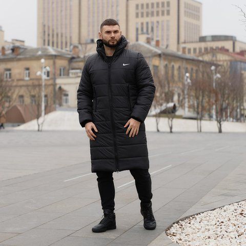 Чоловічий зимовий парк Nike чорна Куртка Найк подовжена Intr-1785438271 фото