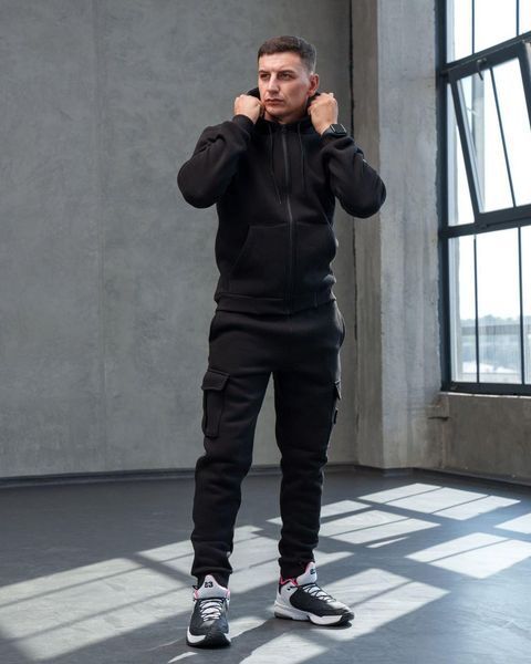 Мужской зимний спортивный костюм Stone Island черный Комплект Стон Айленд с капюшоном Хар-162 фото