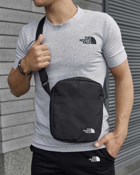 Чоловічий літній костюм The North Face Футболка Шорти Барсетка сірий із чорним комплектом ТНФ Intr-8619657554 фото