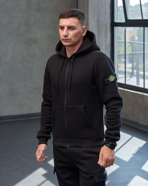 Мужской зимний спортивный костюм Stone Island черный Комплект Стон Айленд с капюшоном Хар-162 фото