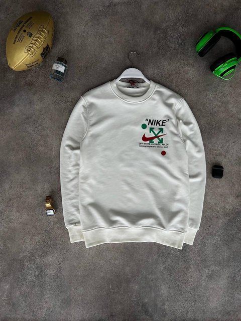 Мужская кофта Nike без капюшона белая Свитшот Найк Моло-7677 фото