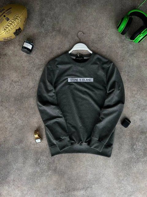 Мужской свитшот Stone Island серый Кофта Стон Айленд без капюшона Моло-63-2 фото