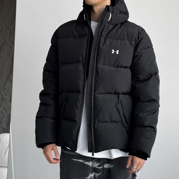 Мужская зимняя куртка Under Armour черная с капюшоном Пуховик Андер Армор Rap-RD283 фото