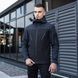Мужская куртка из Soft Shell с капюшоном черная с синим Ветровка демисезонная на флисе Pobe-Korol' Lev 2 фото 3