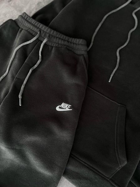 Мужской зимний спортивный костюм Nike серый Комплект Найк плюшевый Худи Штаны Моло-89-03 фото