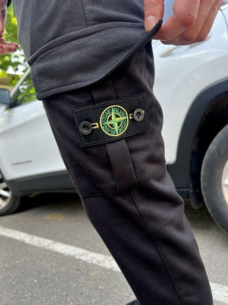 Чоловічий спортивний костюм Stone Island з капюшоном чорний Комплект Стон Айленд Толстовка Штани Хар-500 фото