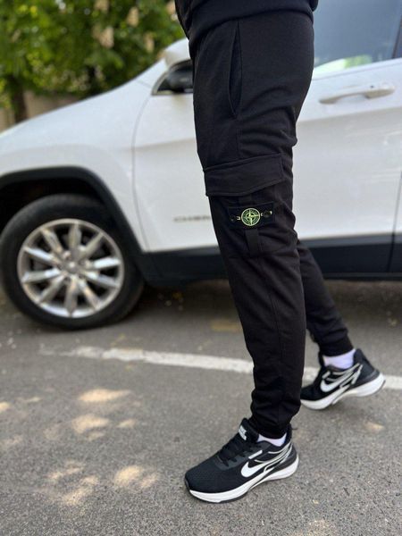 Чоловічий спортивний костюм Stone Island з капюшоном чорний Комплект Стон Айленд Толстовка Штани Хар-500 фото