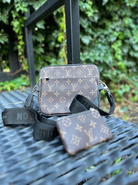 Чоловіча сумка крос-боді Louis Vuitton 3в1 з ключницею коричнева Сумка через плече Луї Віттон Cap-154 фото