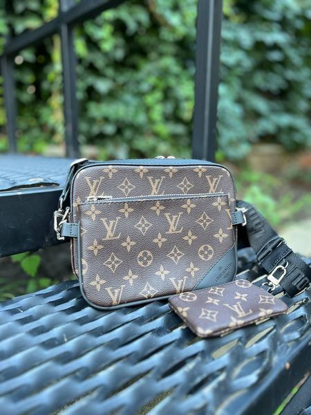 Чоловіча сумка крос-боді Louis Vuitton 3в1 з ключницею коричнева Сумка через плече Луї Віттон Cap-154 фото