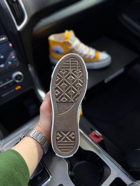 Жіночі кеди Converse All Star високі жовті текстиль Кросівки Конверси Arm-HH539 фото