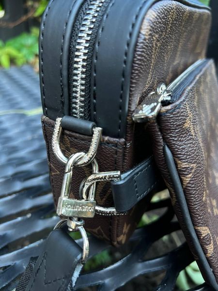 Чоловіча сумка крос-боді Louis Vuitton 3в1 з ключницею коричнева Сумка через плече Луї Віттон Cap-154 фото