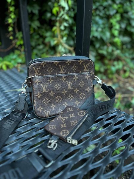 Чоловіча сумка крос-боді Louis Vuitton 3в1 з ключницею коричнева Сумка через плече Луї Віттон Cap-154 фото