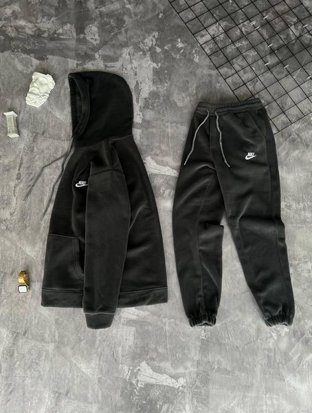 Мужской зимний спортивный костюм Nike серый Комплект Найк плюшевый Худи Штаны Моло-89-03 фото