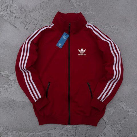 Мужская кофта Adidas без капюшона красная Олимпийка Адидас на молнии Хар-567 фото