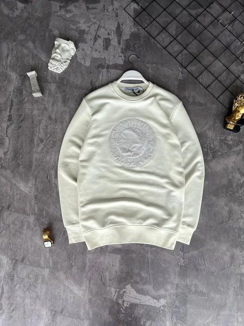 Мужской свитшот Calvin Klein белый Кофта Кельвин Кляйн без капюшона Моло-760-14 фото