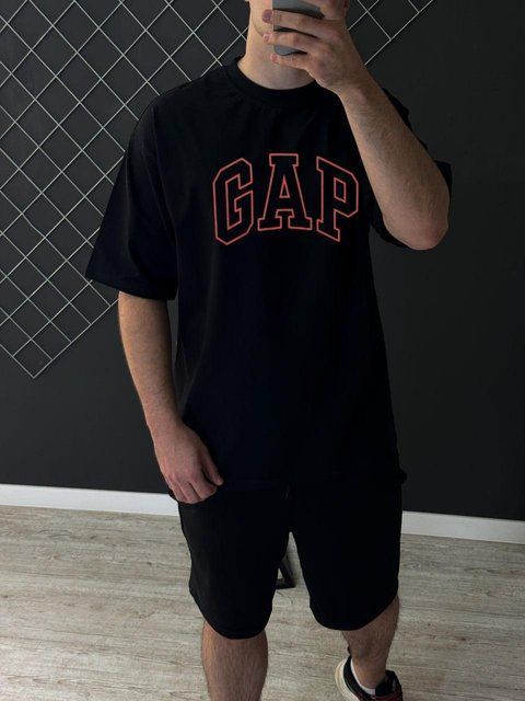 Чоловіча футболка оверсайз Gap чорна Теніска Гап Rap-RD374 фото