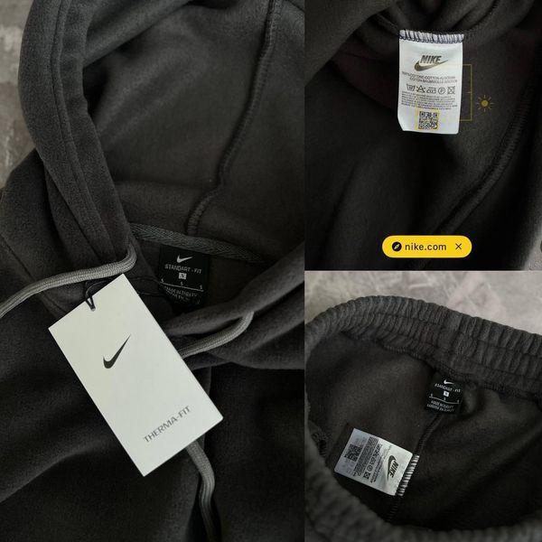 Мужской зимний спортивный костюм Nike серый Комплект Найк плюшевый Худи Штаны Моло-89-03 фото