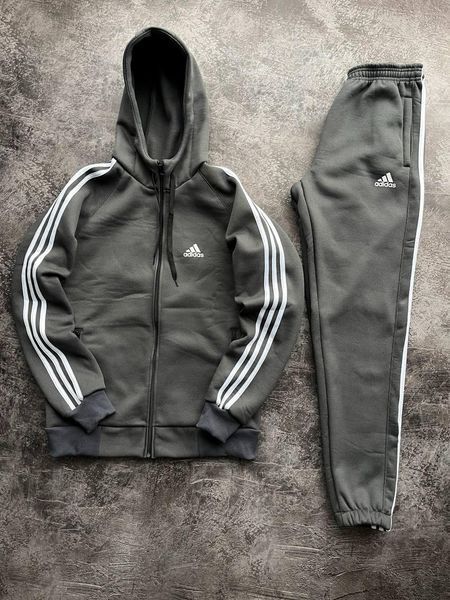 Мужской зимний спортивный костюм Adidas серый Комплект Адидас с капюшоном Univer-75 фото