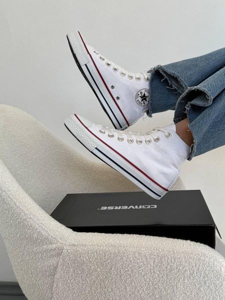 Женские кеды Converse All Star высокие белые текстиль Кроссовки Конверсы Arm-KN_WH01 фото
