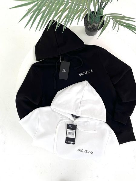 Мужское зимнее худи Arcteryx на микрофлисе черное Кофта Арктерикс с капюшоном Гла-136 фото
