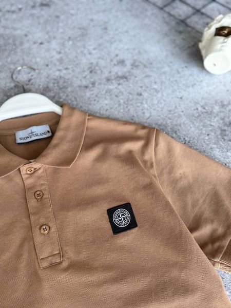 Чоловіча футболка Поло Stone Island бежева Теніска Стон Айленд Моло-Dib/10 фото
