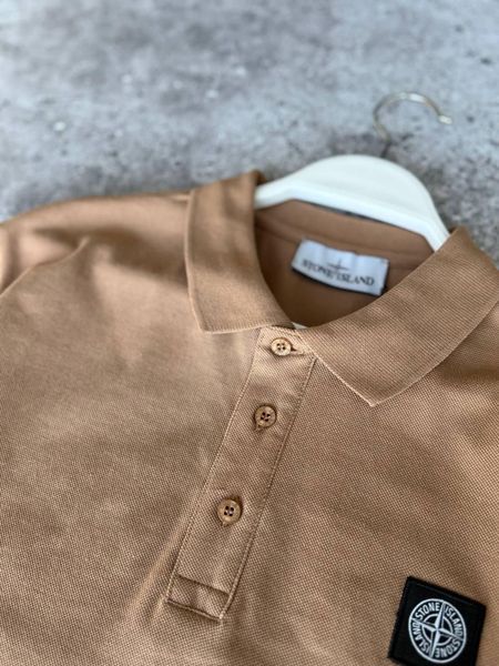 Чоловіча футболка Поло Stone Island бежева Теніска Стон Айленд Моло-Dib/10 фото