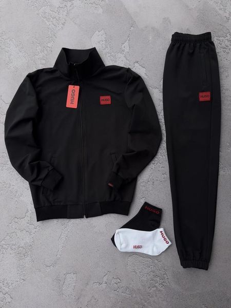 Мужской спортивный костюм Hugo Boss 8в1 черный Комплект Хьюго Босс Костюм Жилетка Футболка Шорты Кепка Хар-634 фото