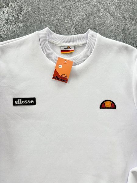 Мужской зимний спортивный костюм Ellesse без капюшона белый с черным Комплект Элис Свитшот Штаны Хар-308 фото